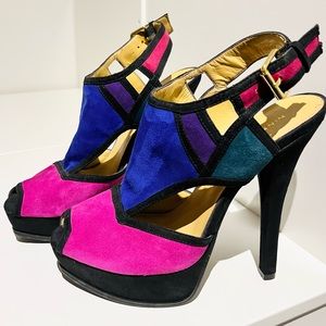 Drumroll Suede Color Block Heels